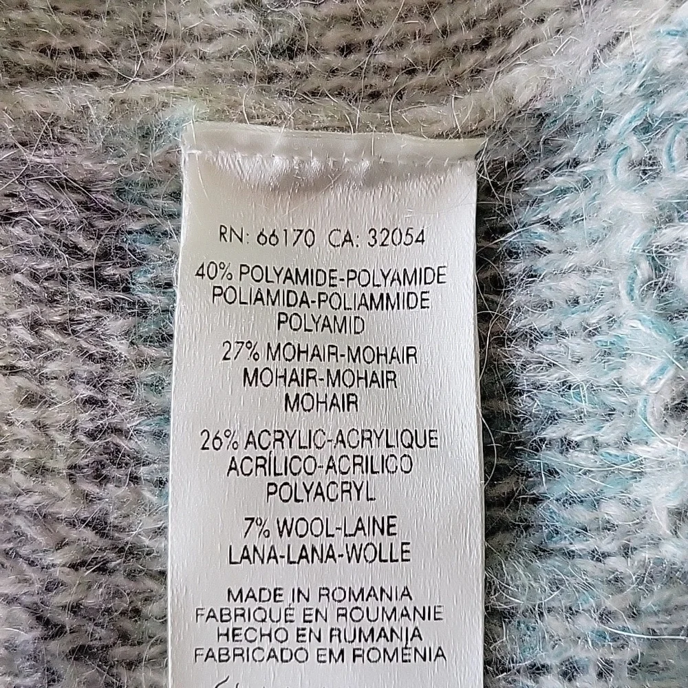 Anthropologie knitted & knotted blue mohair cardigan.  Size is Large. - Picture 8 of 8